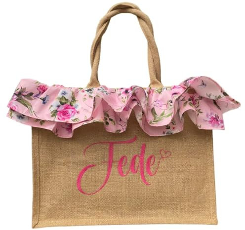 Borsa Mare in juta con ricamo personalizzata e pochette asportabile - Vacanze - Ferie - Estate - Festa della Mamma (Sperlonga)