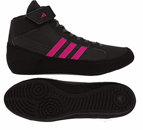 adidas Men's HVC Wrestling Shoe, Black/Charcoal/Hot Pink, 11.5