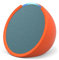 Echo Pop | Altavoz inteligente Bluetooth con Alexa de sonido potente y compacto | Verde azulado + funda blanda, Made for Amazon, para Echo Pop (modelo del 2023), Naranja