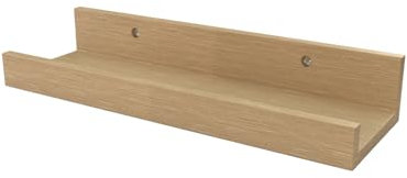 Wackadoo Bilderleiste Eiche Holz 70 cm, Bilder Regale für Wände, Schwebendes FSC-Holz Wandregal, Schweberegal, Wandboard, inkl. Schrauben und Dübel