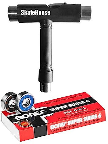 Bones Super Swiss 6 Bearings W/SkateHouse Skateboard Skate Tool