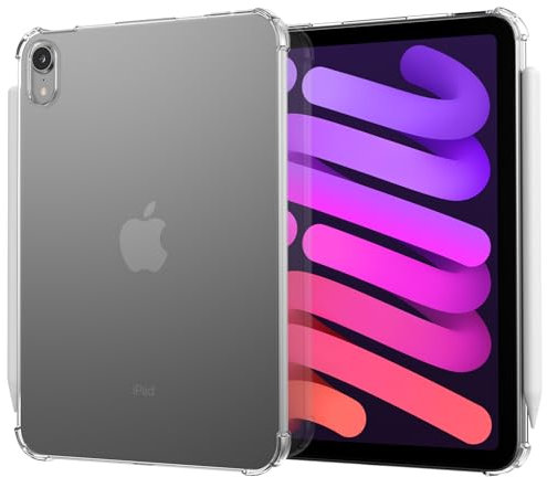 ORIbox Schutzhülle für iPad Mini 6, transparent (8,3 Zoll, 2021), schlank, leicht, stoßfeste Ecken, transparente weiche TPU-Rückseite, ideal für iPad Mini (6. Generation), transparent