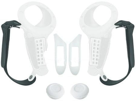 Junerain Anti-Wurf-Griffabdeckungs-Set for Meta Quest 3 mit Handgelenk-Knöchelriemen, Batterieabdeckung, rutschfest, abnehmbares Batterie-Controller-Gehäuse-Set, Wippkappe for Meta Quest 3 V