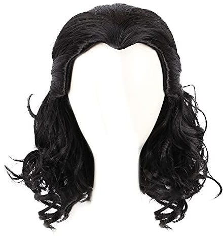 Superheld Perücke lange schwarze lockige Perücke für Männer Frauen Halloween Kostüm Perücken