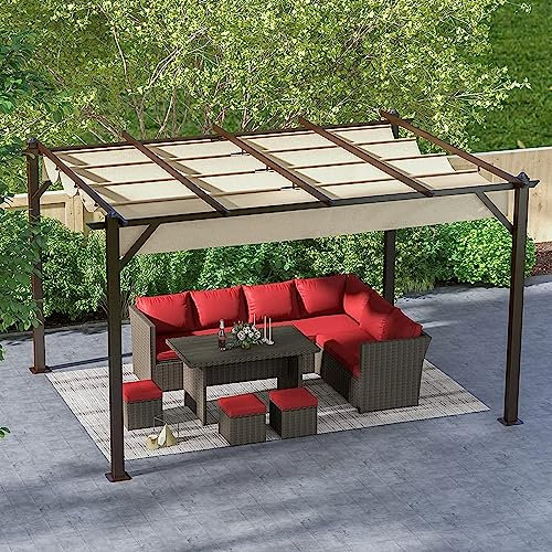 Tettoia per Posto Auto Retrattile, Gazebo per Esterni Riparo per Auto per Garage per Impieghi Gravosi con Tettoia per Parasole, per Cortile con Portico da Giardino,3x4M