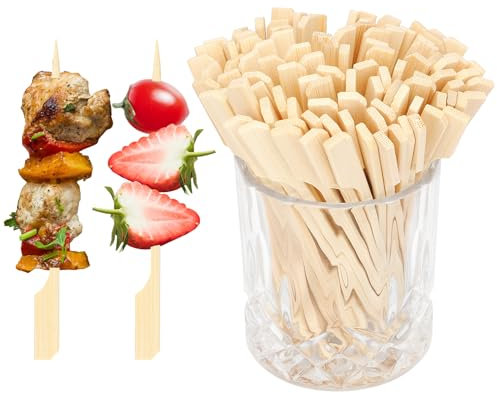 Pic Brochette en Bois - 100 Pièces Bâtonnets de Bambou Naturel pour Cocktails, Apéro, BBQ, Grillades et Fruits