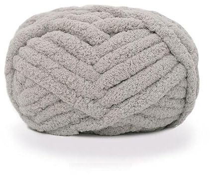 maikeduo Dicke Wolle, Diameter 2cm Chunky Wool, Grob Gestrickte Kuscheldecke, Roving Garn Zum Handstricken Häkeln, Grobstrick Weiches Wollgarn Haustier Bett Sofa (hellgrau)