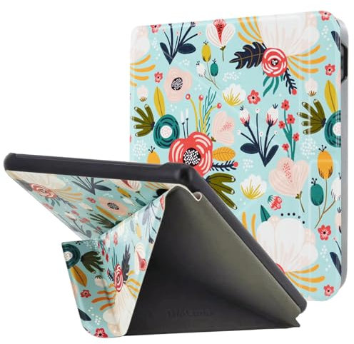DMLuna Étui pour Kobo Libra Colour 7 (Modèle N428 2024) - Coque légère en Cuir PU de qualité supérieure avec Support Origami et Fonction Auto Sleep/Wake, Fleur