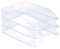 ACAN Tradineur - Pack de 3 bandejas de Oficina apilables, plástico, Organizador Documentos A4, revistas, folletos, sobremesa, Escritorio, Fabricado en España (Transparente - 35 x 25,5 x 6,5 cm)