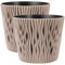 PECZEKO Lot de 2 pots de fleurs mats, ronds, en plastique, durables et légers, pour salon, salle à manger, cuisine, terrasse, balcon, moka, diamètre : 16 cm