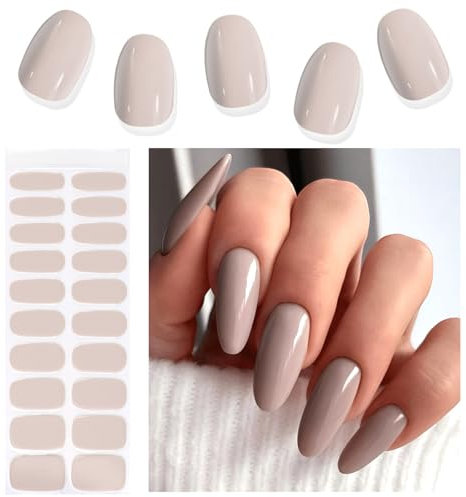 Kalolary 20PCS Gel Nail Polish Strips, Nail Gel Art Sticker Waterproof Full Nail Wraps Decal Sets with Nail File and Stick for Women Girls Nail Art Decor (UV/LED Lamp Required) (J)