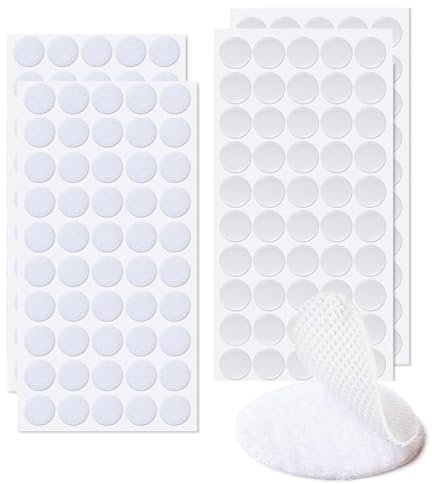100 Pairs Self-Adhesive Hook and Loop Dots, 20 mm Self Adhesive Sticky Hook and Loop Fastener, Double-Sided Sticky Dots for Crafts on Paper, Plastic, Glass, Metal (White)