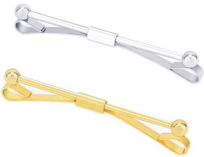 Lot de 2 clips pour col de chemise pour homme - Broche classique - Clip de col de chemise - Cravate - Broches pour mariage - Accessoires de costume - Cadeaux d'affaires - Argent + doré, Autre