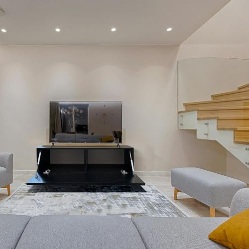4housedesign® Meuble TV Mural 100 cm | Board lowboard Table Television Salon Table TV | Meuble Tele Suspendu Meuble Bas TV 55 Zoll - Armoire Meuble TV 100 cm Longueur Noir