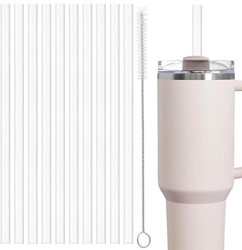 10 PCS Stanley Cup Straw, Plastic Replacement Straw for Stanley Cap, Straw Brush Easy to Clean Water Bottle Straws, Stanley Accessories Compatible Compatible with 30oz/40oz Cup(12in/30cm)