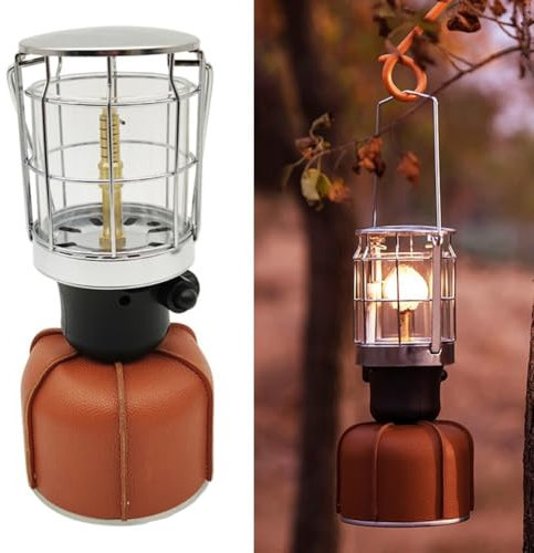 Honseadek Linterna de gas para camping, luz de camping portátil, equipo de camping, iluminación de luminancia ajustable, para camping, senderismo, pesca al aire libre (luz)