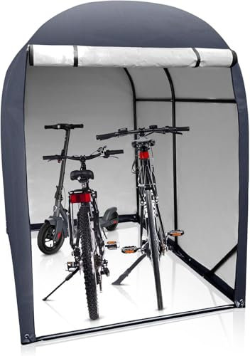 WIELS® Garaje para 2 bicicletas de 3,4 m³, 178 x 123 x 165 cm, cobertizo para bicicletas, cobertizo de jardín, cobertizo para tienda de campaña, antracita (antracita, 178 x 123 x 165 cm)