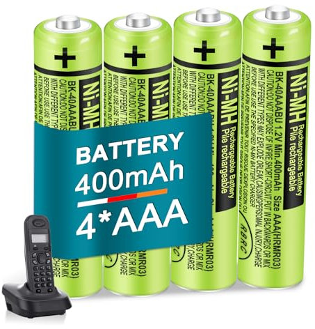 4 Pack BK-40AAABU 400mAh 1.2V AAA Rechargeable NI-MH Batteries for Panasonic BT Gigaset Cordless Phones