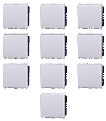 10 MODULI INTERRUTTORE UNIPOLARE, BIANCO, COMPATIBILE CON VIMAR PLANA, INTERRUTTORE A 2 MODULI, MODULI E FRUTTI 100% COMPATIBILI, MATERIALI DI ALTA QUALITA'