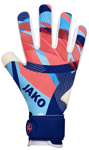 JAKO Unisex Torwart-Handschuhe River GIGA NC, Navy/SkyBlue/Coral, 9