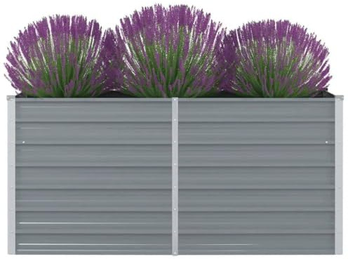 Refined Pflanzkübel Pflanzbeet Gemüsebeet Gartenbeet Frühbeet Blumenkasten Pflanzkasten Garten Verzinkter Hochbeet 160 x 80 x 77 cm Verzinkter Stahl Grau