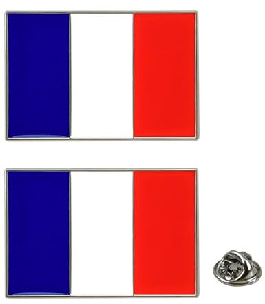 Pin's Drapeau Français - Pins France Bleu Blanc Rouge en Zinc - Pins France Lot de 2 Pièces (3cm x 2cm) - Broche Drapeau National