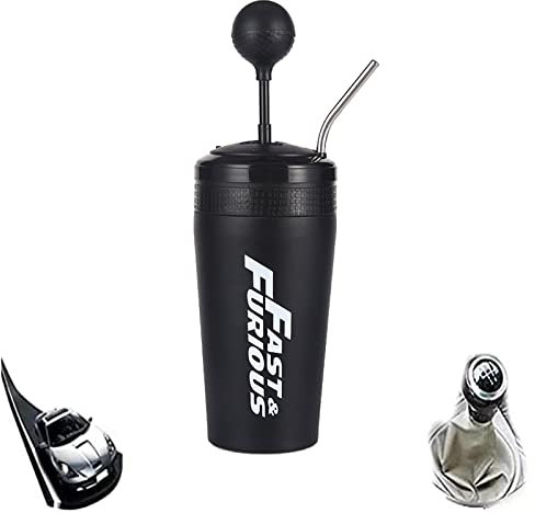 Uuxkgu Fast and Furious 10 Vasos,Vasos Estilo Palanca De Cambios Con Pajita Y Tapa, 600 Ml De Gran Capacidad, FanáTicos Del Cine, Amigo 500ml-black