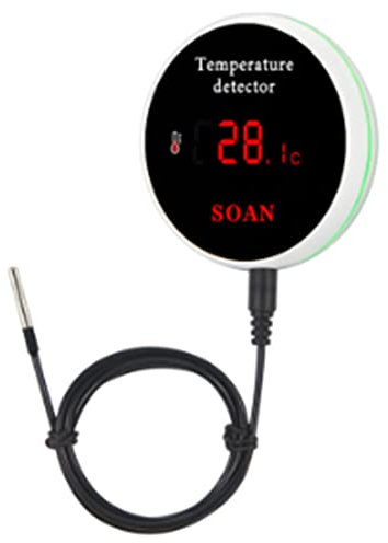 Gokelomg Termómetro digital con sensor de temperatura wifi para casa inteligente Tuya, termostato para piscina, alarma, vivero, fermentación, cría de animales, pantalla digital, enchufe de la UE
