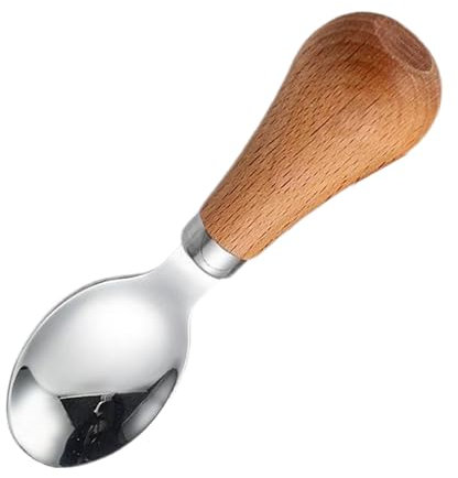 Babylöffel | Löffel aus Edelstahl mit Holzgriff | Babyutensilien aus Edelstahl für und Mädchen – selbstständiges Füttern lernen