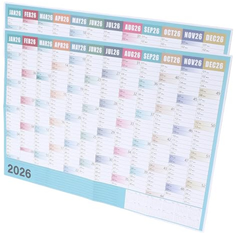 OFFSCH 2 Sets Tagesplaner Familien Wandkalender Jahreskalender Poster Jahresplaner Poster Jahreskalender 2026 Jahresplaner Jahresplanungsdiagramm Ganzjahres Wandplaner Ganzjahresdiagramm