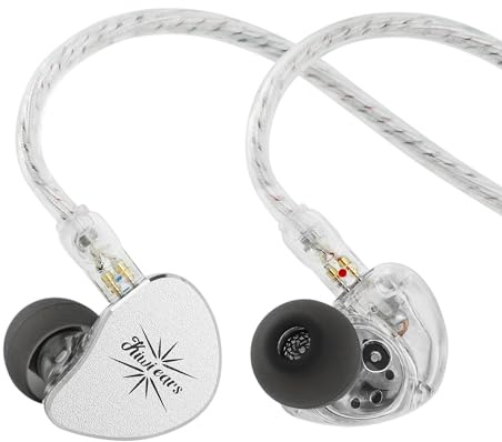 Linsoul Kiwi Ears Belle 10mm DLC Dynamic Driver In-Ear Monitor, HiFi Wired Earbuds with Dual Silver-Plated Cables, Professional IEM for Stage Performance/Gaming/Music Production (With MIC, Silver)