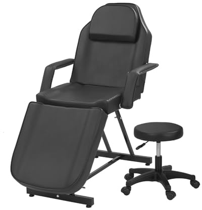 Home Nature Hydraulische Kosmetikliege, Höhenverstellbare Massageliege, Professionelle Tattoo-Liege, Mobile Massagebank, Belastbar bis 120 kg (Schwarz-H74-121cm)