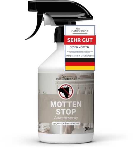 naturetrend Motten Stop 500ml – Mottenspray gegen Kleidermotten & alle Mottenarten I Mottenschutz für Wohnung, Kleiderschrank & Textilien I Anti-Motten-Spray