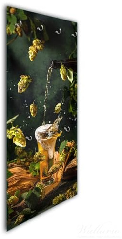Wallario Wandgarderobe aus Glas in Größe 50 x 125 cm in Premium-Qualität, Motiv: Braukunst - Hopfenkaltschale | 7 Kleiderhaken zum Aufhängen von Jacken