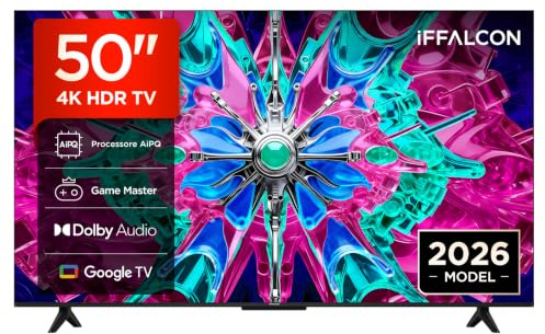 iFFALCON 50U65A – Smart TV 4K HDR Direct LED da 50, Google TV | Game Master, Motion Clarity, Dolby Audio, Apple AirPlay 2, Google Assistant, Compatible with Alexa