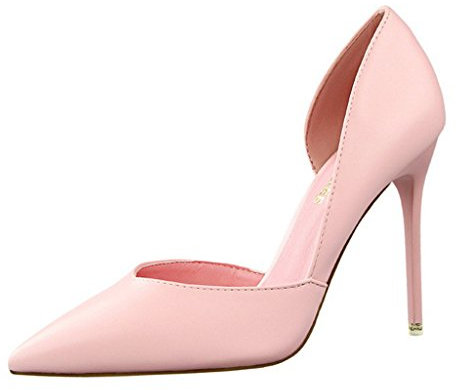 Minetom Donna Scarpe Col Tacco Stiletto Scamosciato Semplice Pump Shoes Elegante Partito Di Sera Sandali Scarpe Rosa EU 35