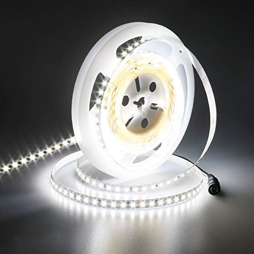 JOYLIT 24V LED Streifen 5M Kaltweiss 6000K 7500LM Sehr Hell CRI 90+, CE UL Profi 90W 2835 SMD 120LEDs/M Hohe Dicht Selbstklebend Licht Band Weiß, IP20 Innen LED Strip Beleuchtung für Wohnen, Gewerbe