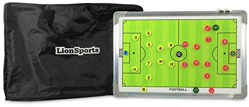 LionSports Profi Taktiktafel Fußball - Mit Zonenfeld zum Endlosdruck - Mit Tragetasche und Trillerpfeife - Verbessern Sie Ihre Spieler - Für Perfektes Stellungsspiel - Fussball Taktiktafel