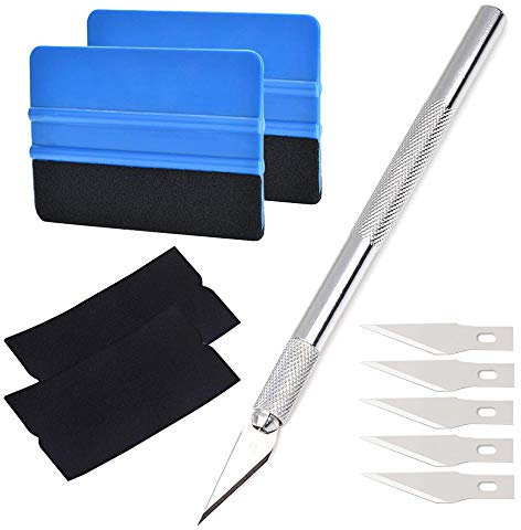QitinDasen 10Pcs Professional Filzkante Rakel Kit, Folierungs Rakel mit Präzisionsmesser und Folienrakel, für Fensterfolie und Autofolie Tönungsfolie Installation Werkzeug