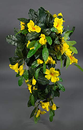 Seidenblumen Roß Hibiskusranke 70cm gelb ZF Kunstpflanzen Kunstblumen künstliche Pflanze künstlicher Hibiskus Eibisch