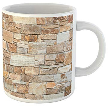 Awowee Coffee Mug Stone Wall of Natural Stones in Different Sizes Rustic 11 Oz Ceramic Tea Cup Mugs Best Gift Or Souvenir For Family Friends Coworkers