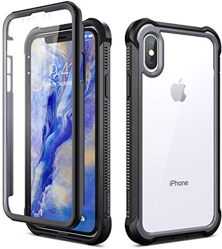 Dexnor Case Compatible with iPhone X iPhone XS Case (5.8'') (2019 Version), Shockproof Case 360 Degree Full Body Protection Case with Built-in Screen Protector - Black