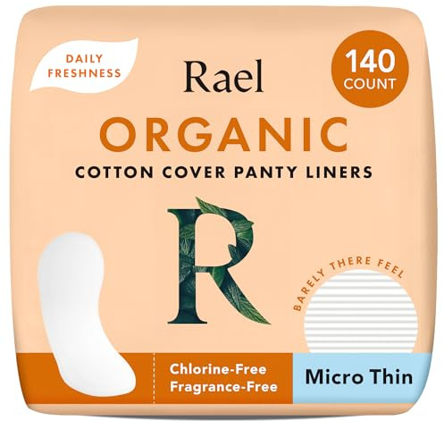 Rael Slipeinlagen Damen Bio-Baumwollüberzug (Mikrodünn, 140 Stück) | Hauchdünn, Extra leichte Saugstärke, Atmungsaktiv, Duftstofffrei, Chlorfrei, Hypoallergen, Vegan & Tierversuchsfrei