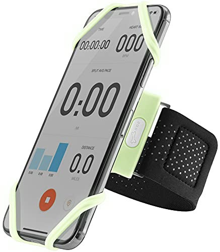 BONE Laufarmband, Sportarmband, iPhone-Halterung zum Laufen, universelles Lauf-Handy-Armband für Apple iPhone 16 15 14 13 12 Pro Max XS XR X Samsung Galaxy (Leuchtend/L, L (Armumfang: 25-40cm))