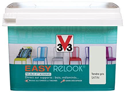 V33 Vernis intérieur Easy relook, Tendre gris satin 0,5L