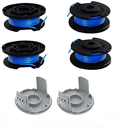 Hsthe Sea 6 pezzi Confezione bobine per decespugliatore per filo di ricambio Ryobi, diametro 1,65 mm (0,065 pollici), da applicare a Ryobi One+ AC14RL3A (4 bobine + 2 coperchi dei cappucci)