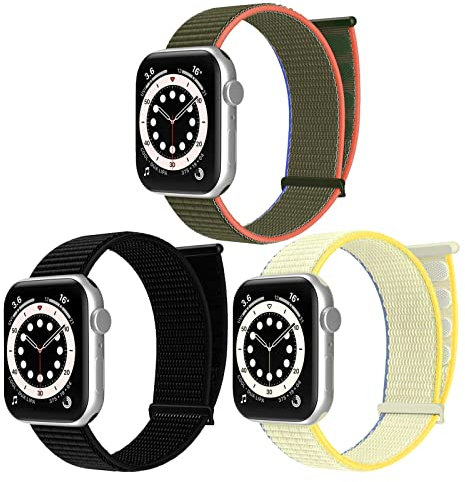 chinbersky 3 Pack Correas Deportivas Compatibles con Correas Apple Watch 38mm 40mm 41mm, Correa de Repuesto de Nailon Elástico Ajustable para iWatch Series 8/7/6/5/4/3/2/1/SE