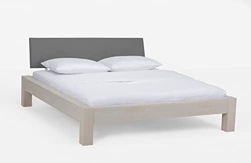 Beauty.Scouts Massivholzbett Mackanzie V m. Kopfteil schwarz Bett Wildeiche Weiß geölt verschied. Größen DICO Doppelbett Einzelbett Bettgestell Doppelbett Größe 140 x 200 cm