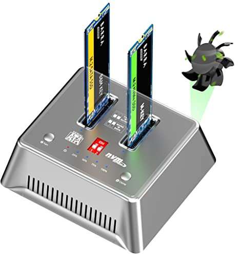 AODUKE M.2 NVMe/SATA SSD USB 3.2 Docking Station, Fan Cooling, Offline Clone, 10Gbps, M.2 SATA/NVMe Multiple Clone, Type-C, for Personal Computer