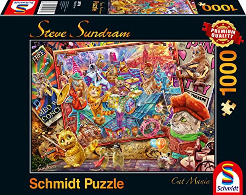 Schmidt Spiele 59979 Steve Subdram, Katzenmanie, 1000 Teile Puzzle